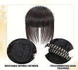 Топер з чубчиком на елегантному обручі чорний колір чубчик на обідку термоволокно, фото 4