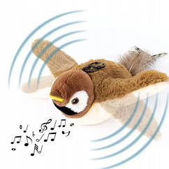 Інтерактивна іграшка для кішок літаюча пташка горобець для кота птах махає крилами IU-22