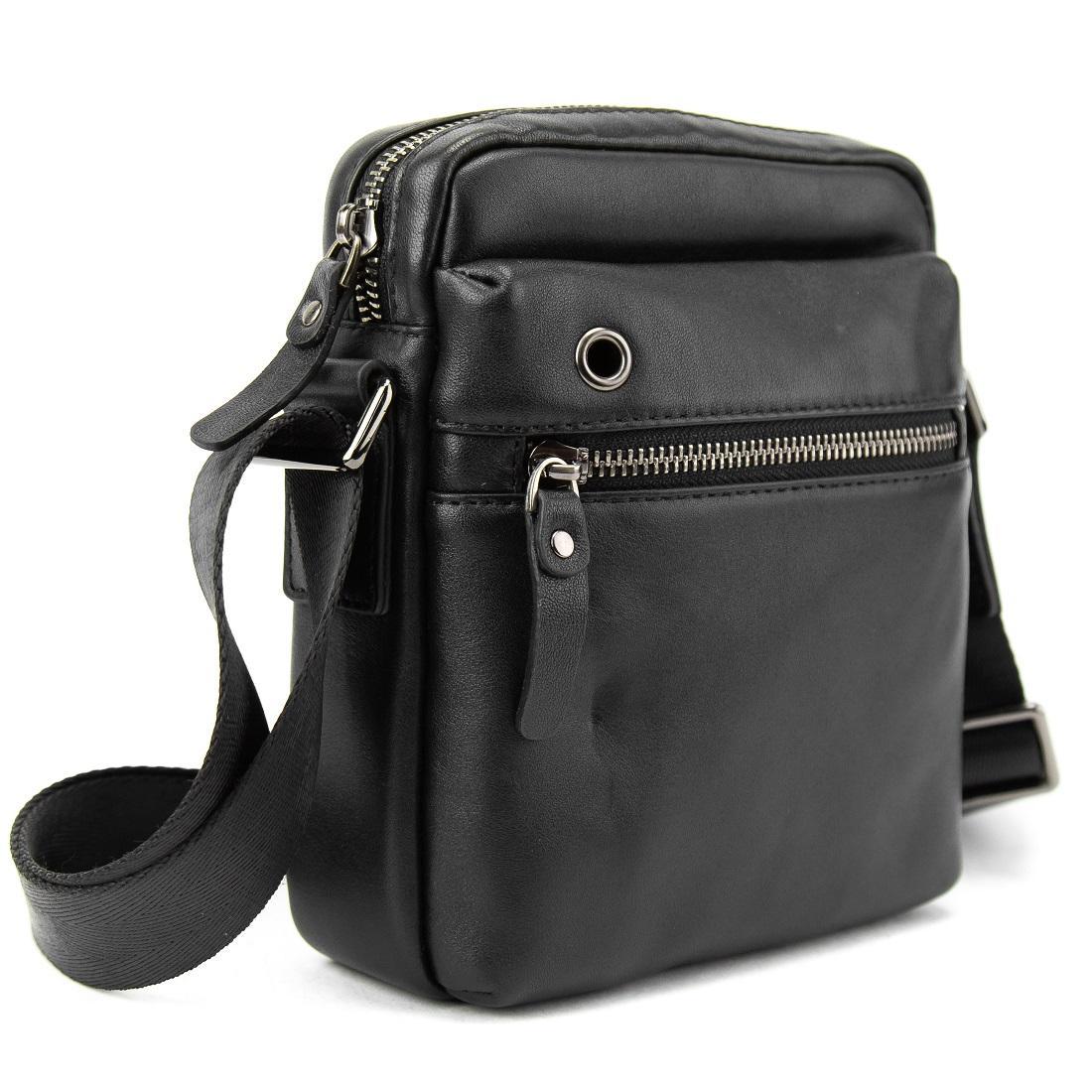 Сумка чоловіча зі шкіри маленька Tiding Bag 8718A чорна