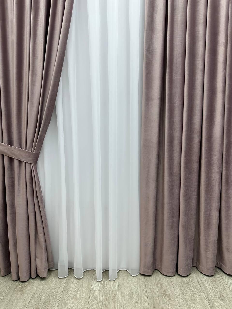 Оксамитові(велюрові) однотонні штори турецької якості. Колір:світло-фіолетовий(лавандовий), фото 1