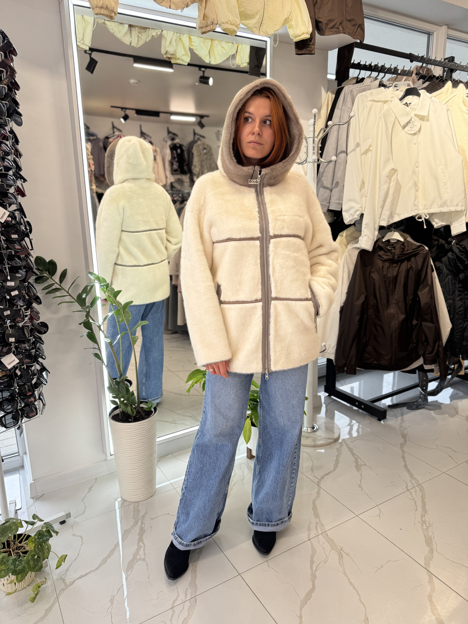 Дублянка з хутром еко норки, двостороння., фото 1