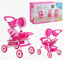 Візок для ляльок висота 61,5 см SO 6911 K металева основа, додатковий кошик, складний каптур, в коробці