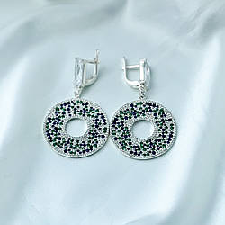 Сережки з круглим підвісом срібло Еймі