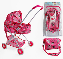 Візок для ляльок TK 55-420  "TK Group", складна конструкція, сумочка, кошик, пупс до 45 см, металевий каркас, в пакеті