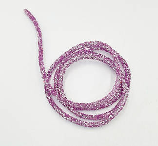 Порожнистий шнур у блискітках / Упаковка - 1 метр / d-6мм / Пильна троянда