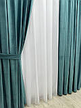 Оксамитові(велюрові) однотонні штори турецької якості. Колір: темно бірюзовий, фото 2