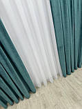 Оксамитові(велюрові) однотонні штори турецької якості. Колір: темно бірюзовий, фото 9