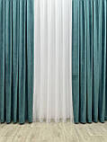 Оксамитові(велюрові) однотонні штори турецької якості. Колір: темно бірюзовий, фото 7