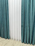 Оксамитові(велюрові) однотонні штори турецької якості. Колір: темно бірюзовий, фото 8