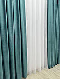 Оксамитові(велюрові) однотонні штори турецької якості. Колір: темно бірюзовий, фото 6