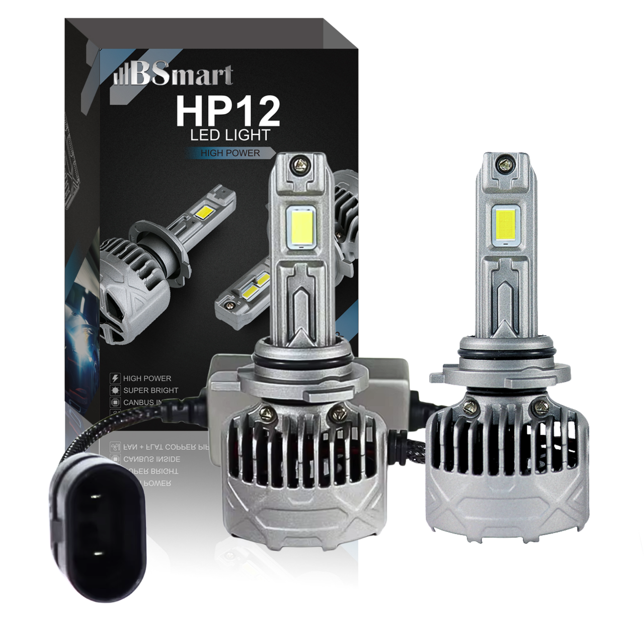 Автолампи LED світлодіодні BSmart HP12 цоколь HB3 9005 180Вт 17000Лм 12В 6500K 90W на лампу