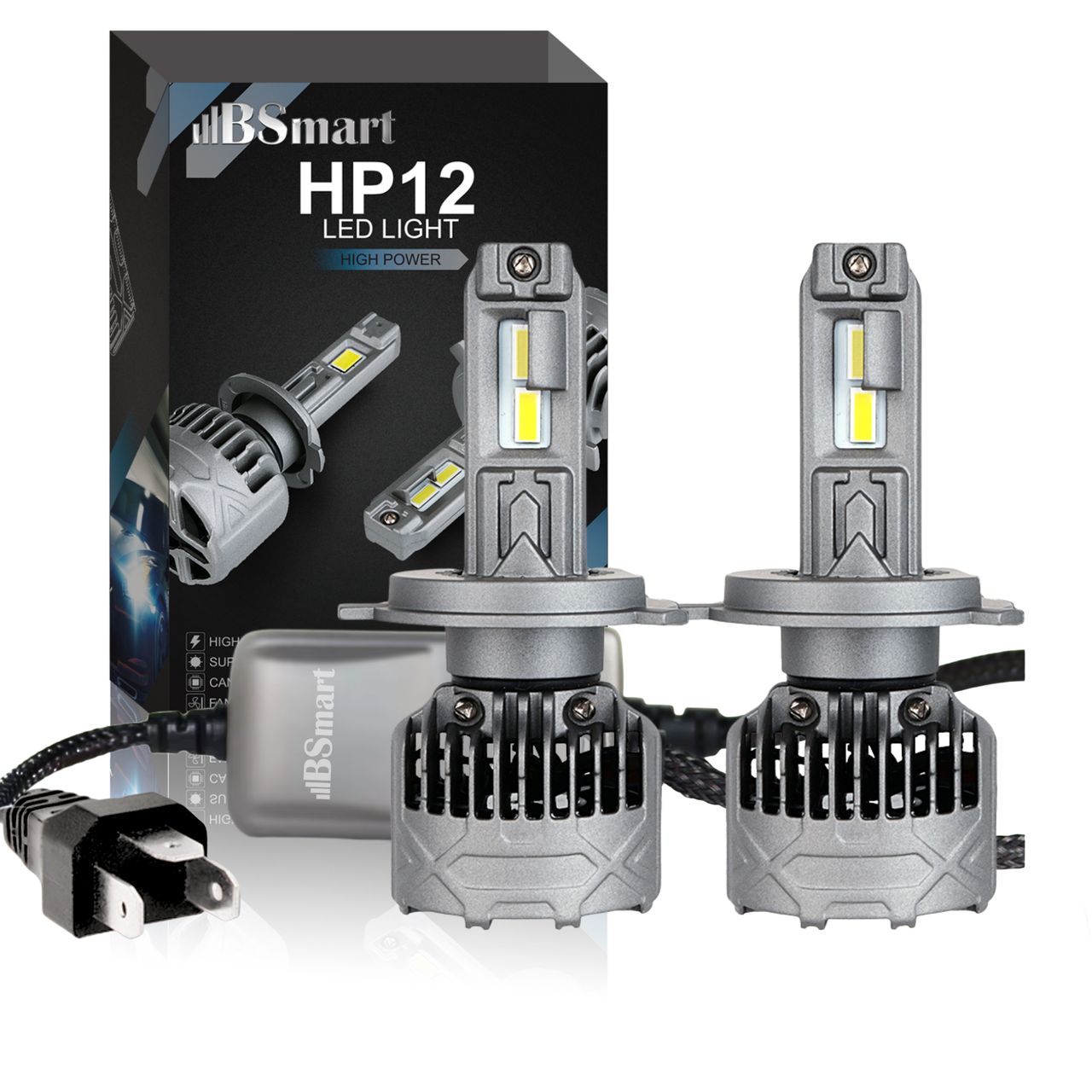 Автолампи LED світлодіодні BSmart HP12 цоколь H4 180Вт 17000Лм 12В 6500K 90W на лампу