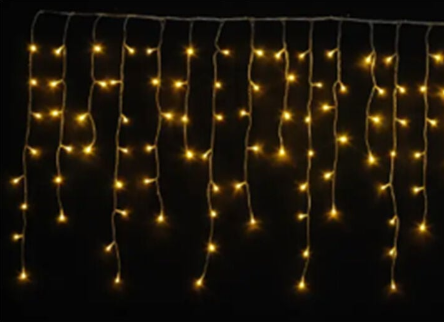 Гірлянда довжина 6.2 метри, 200 лампочок, шторка, жовте світло, від USB, 8 режимів, фото 1