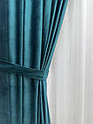 Оксамитові(велюрові) однотонні штори турецької якості. Колір: смарагдовий, фото 5