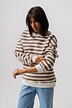 Кофта жіноча світшот на флісі смужка  мокко, фото 4