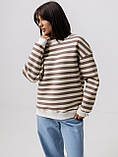 Кофта жіноча світшот на флісі смужка  мокко, фото 5