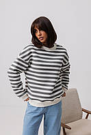 Кофта жіноча прямий крій світшот фліс смужка 42 сіра