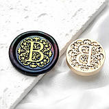 Набір факсиміле сургучний друк з літерою Штамп з літерою B + 4 палички сургуча, фото 2