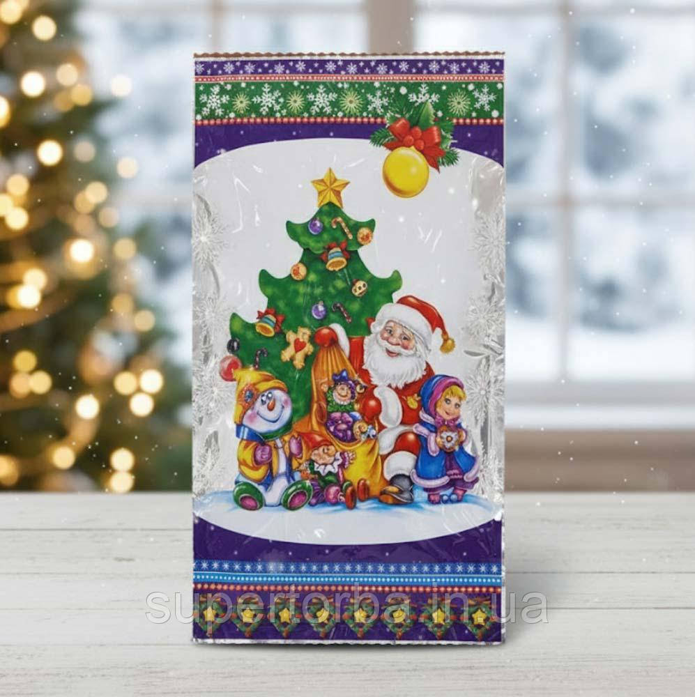 Новорічні пакети для цукерок та подарунків 30х50 No6 "Новорічний хоровод" 100 штук яскраві пакети для святкової упаковки, фото 1