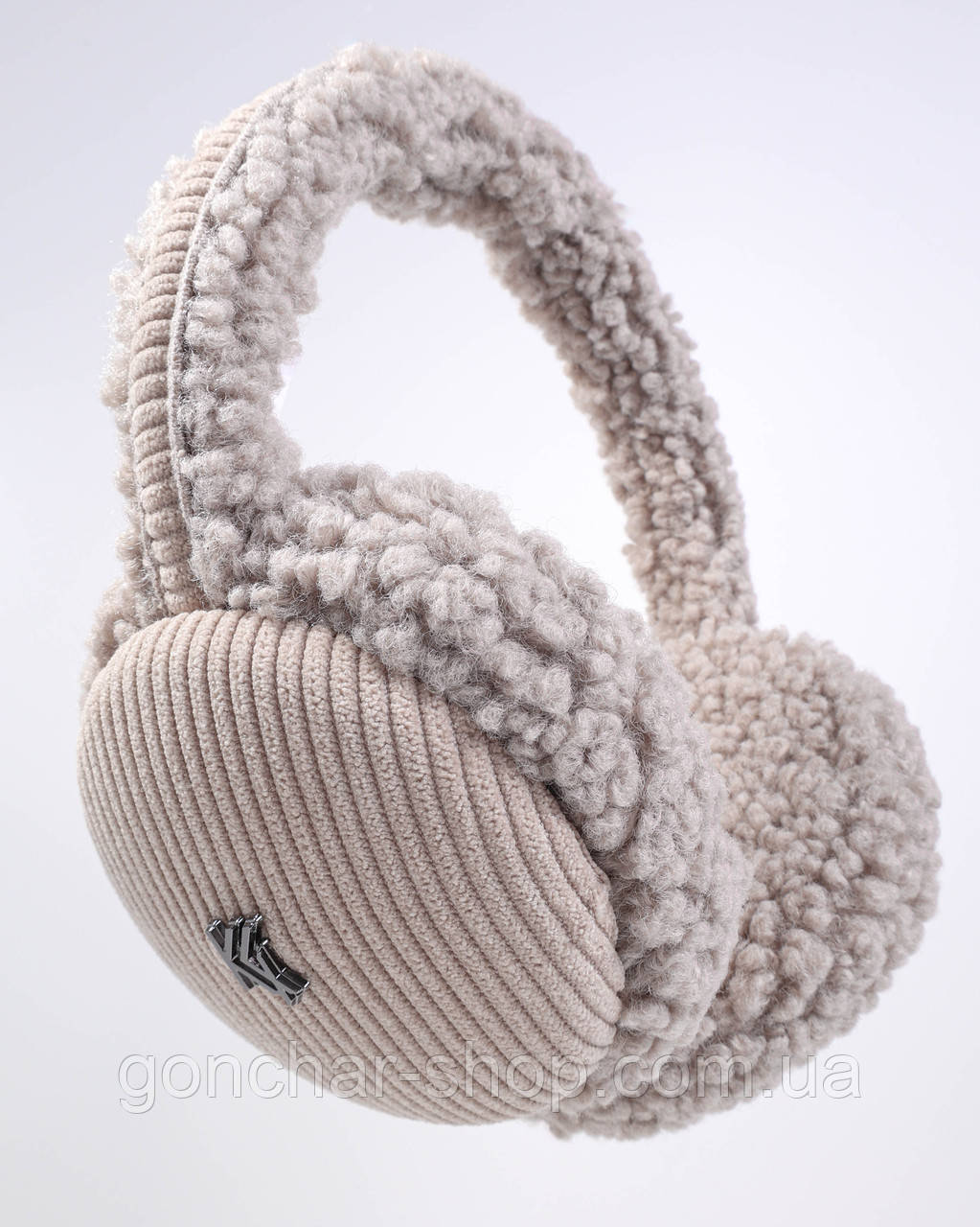 Теплі навушники KENT&AVER Teddy вельвет хутряні топлене молоко, фото 1