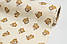 Двошаровий жатий муслін "Ведмедик з короною на ванільному тлі", ширина 160 см, фото 3