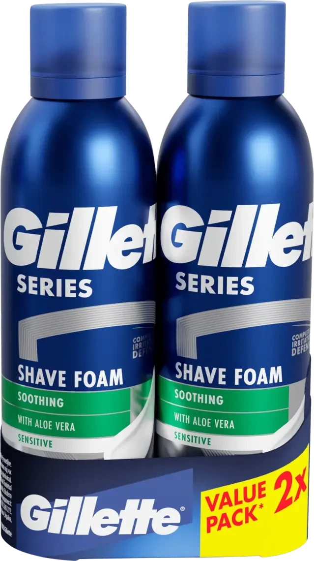 Піна для гоління Gillette Series для чутливої шкіри з алое вера 2 шт * 200 мл, фото 1