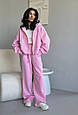 Утеплений костюм оверсайз зіп худі та штани палаццо Модель: 824-1585 Колір барбі, фото 2
