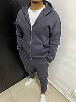 Чоловічий теплий костюм на флісі з капюшоном. Чорний/графіт/меланж/синій/хакі. 48-50; 52-54.