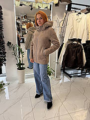 Жіноча дублянка двохсторння, еко замш-норка.