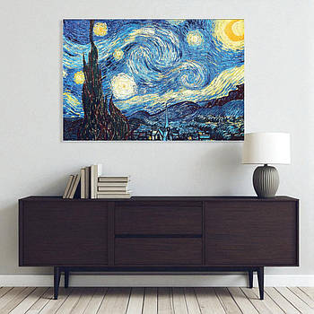 Картина репродукція Ван Гог Зіркова Ніч Друк на полотні 60х40см