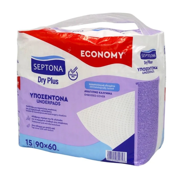 Пелюшки вологопоглинаючі одноразові Septona Dry Plus 60×90 см 15 шт, фото 1