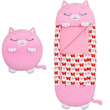 Дитячий спальний мішок-подушка 130х50см, Рожевий / Спальний мішок для дітей / Дитячий спальник на блискавці