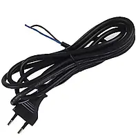 Шнур живлення радіо 2x0,5мм мідь, без роз'єма, 1,8м, чорний