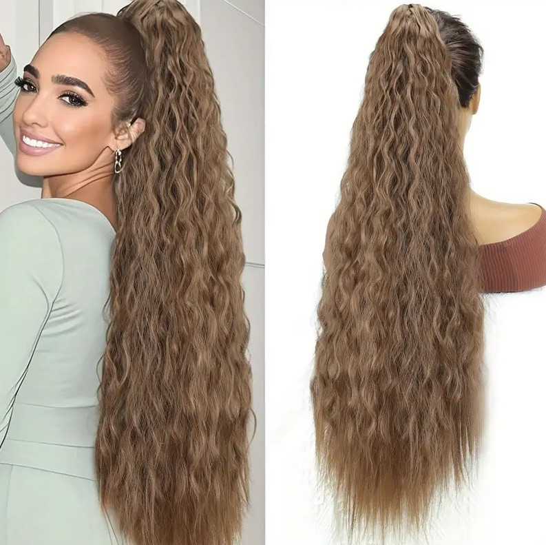 Шиньон хвилястий шинйон на крабі з утяжкою світло-коричневий 76 см термоволокно, фото 1