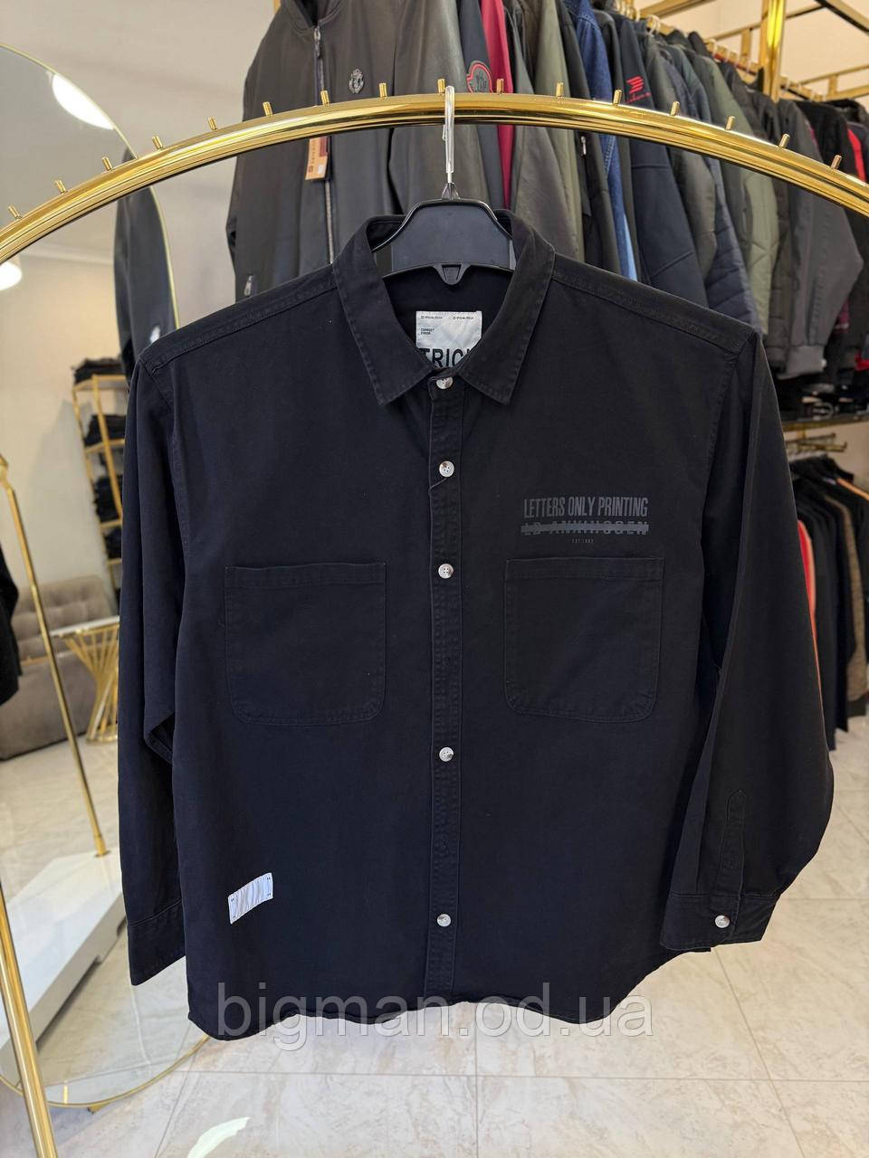 Чоловіча джинсова сорочка TRICK 0052 (батал) 3-6XL чорна