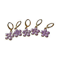 Маркери-шпильки для в'язання Квітки-бузкові, металеві, набір 5шт