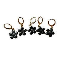 Маркери-шпильки для в'язання Квітки-чорні, металеві, набір 5шт