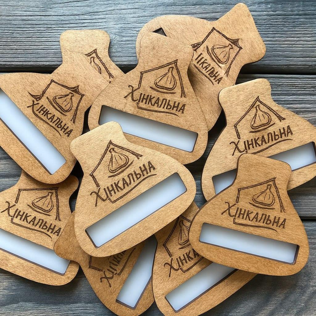 Бейдж з дерева на магніті з логотипом 75мм 3мм, фото 1