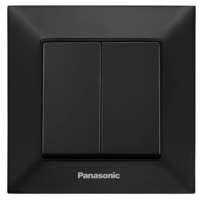 Вимикач 2 кл. чорний Panasonic Arkedia Slim, фото 1