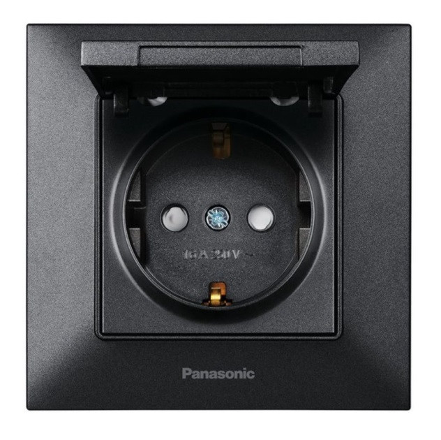 Pозетка з/з+ кришка чорний Panasonic Arkedia Slim, фото 1