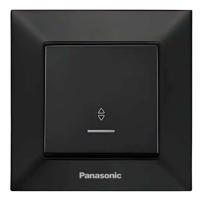 Вимикач 1 кл. прохідний з підсвіткою чорний Panasonic Arkedia Slim, фото 1