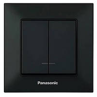 Вимикач 2 кл.  з підсвіткою чорний Panasonic Arkedia Slim