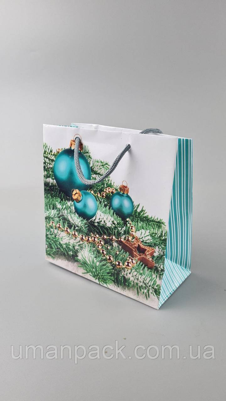 Паперовий Подарунковий Пакет Новорічний 16/16/8-027 (12 шт)