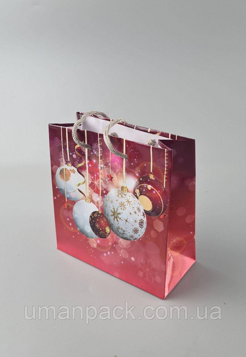 Паперовий Подарунковий Пакет Новорічний 16/16/8-030 (12 шт)