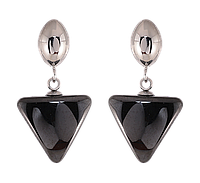Сережки Xuping TTM Stainless Steel колір Родій пусети "Підвіски з чорною керамікою"