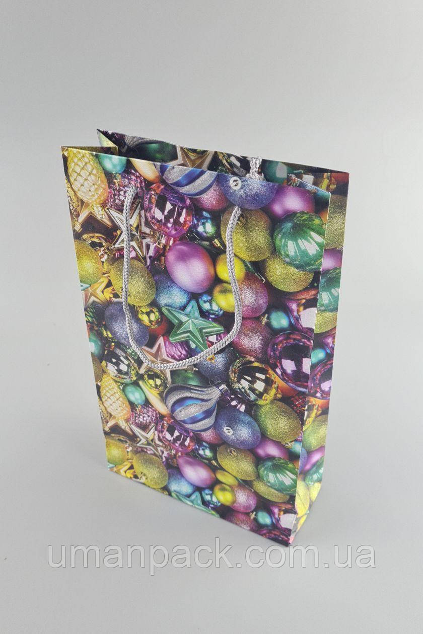 Паперовий Подарунковий Пакет Новорічний середній 17x26x8-039 (12 шт.)