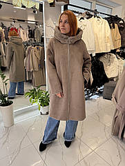 Жіноча дублянка двохсторння, еко замш-норка.