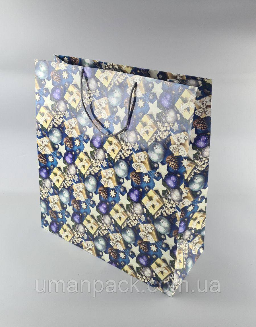 Паперовий Подарунковий Пакет Новорічний 47x52x20-005) (12 шт)