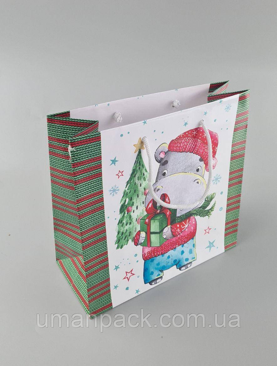 Паперовий Подарунковий Пакет Новорічний 23*24*10 — 41 (12 шт.)