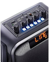 Акумуляторна колонка Temeisheng SL06-26 80Вт з 6" НЧ динаміком, Bluetooth, USB, FM-радіо та радіомікрофоном, фото 5